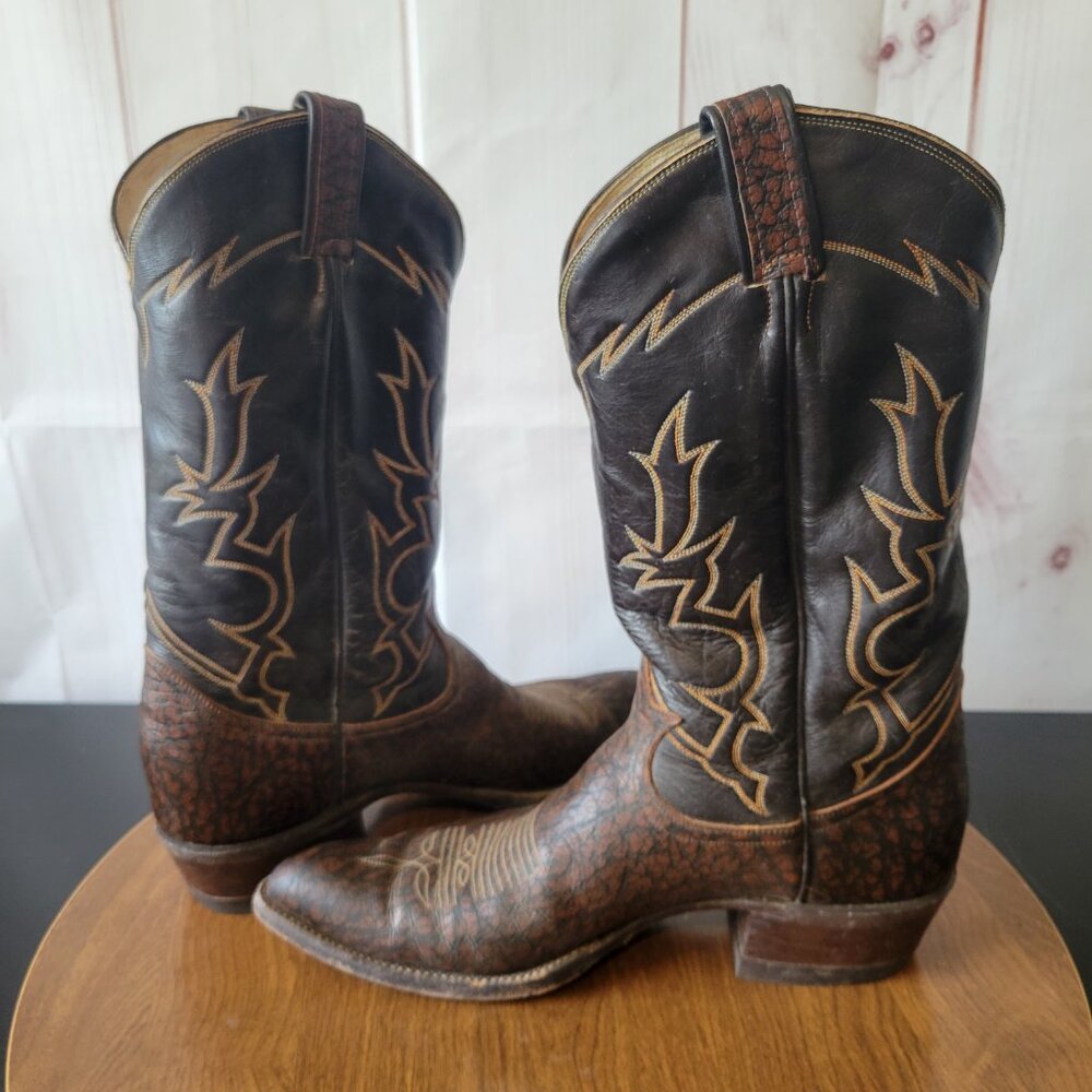 Vintage Tony Lama 6283 Brown Caribou Western Cowboy Boots. Men’s 10 R, El Paso, - Picture 11 of 12